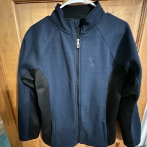 Spyder Blue and Black Fleece Jacket with High Collar